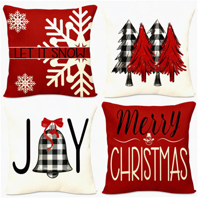 Winter Leaf Pinecone Decorative Pillow Cover Set - Farmhouse Cushion Cover for Sofa Bed - Outdoor Pillowcases - Set of 4 Home Decor Square Linen Throw Pillow Covers