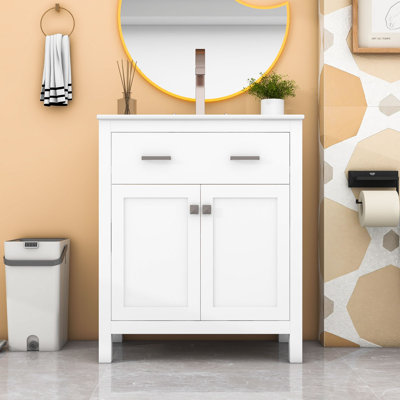 30-inch Bathroom Vanity with Ceramic Sink, Deawer and Soft-Close Doors Cabinet