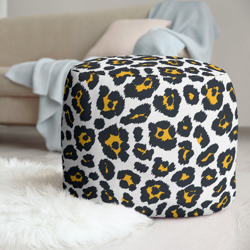 Repose-pieds standard à imprimé animalier 20,5 ", Blanc / Noir / Jaune