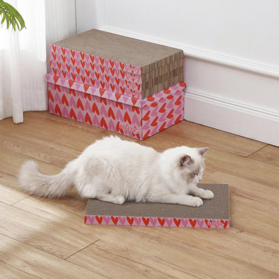 Elsabe 17" Modern Cardboard Reversible Cat Scratcher Pad in Box with Catnip