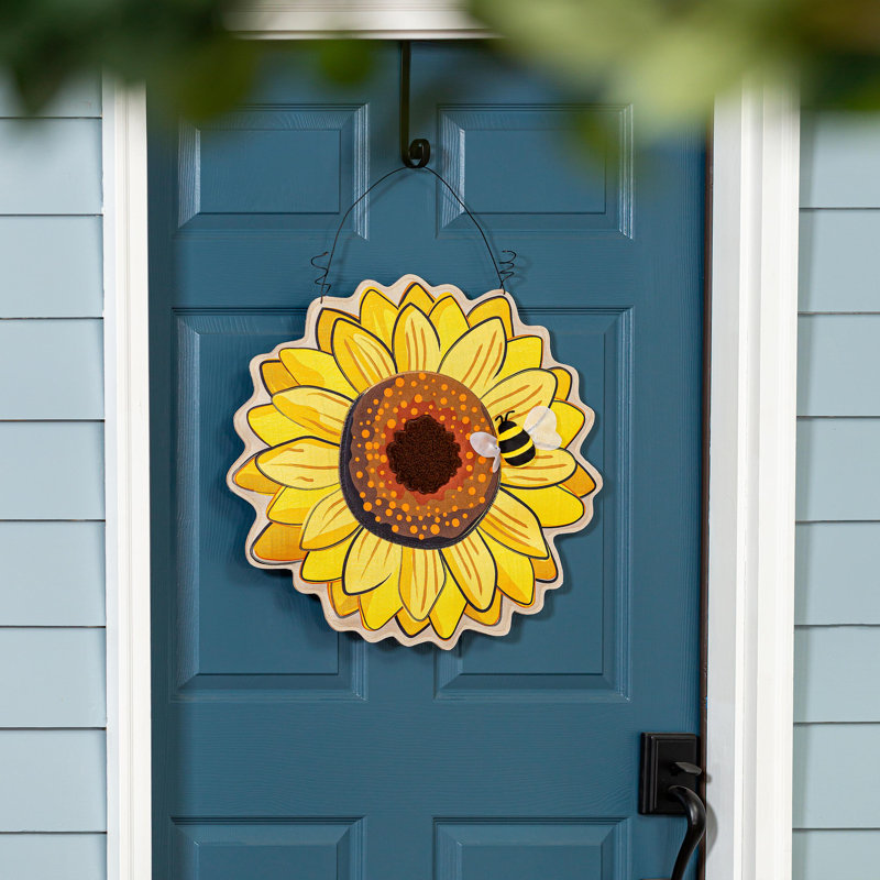 Décoration de porte marguerite / tournesol double face