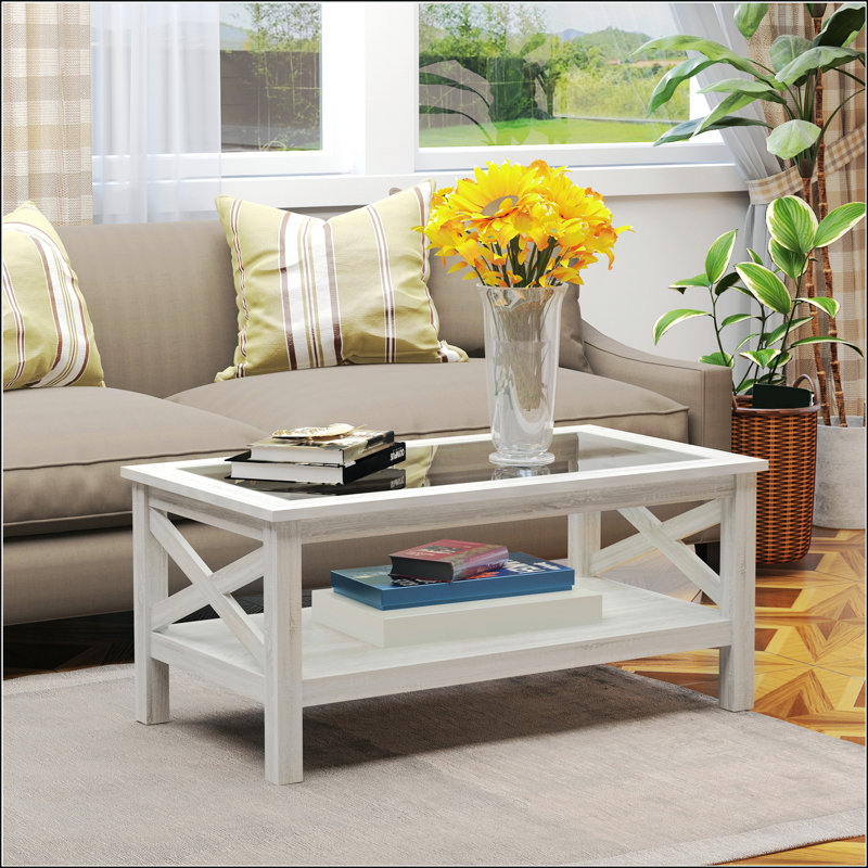 Table basse de style campagnard avec structure en bois