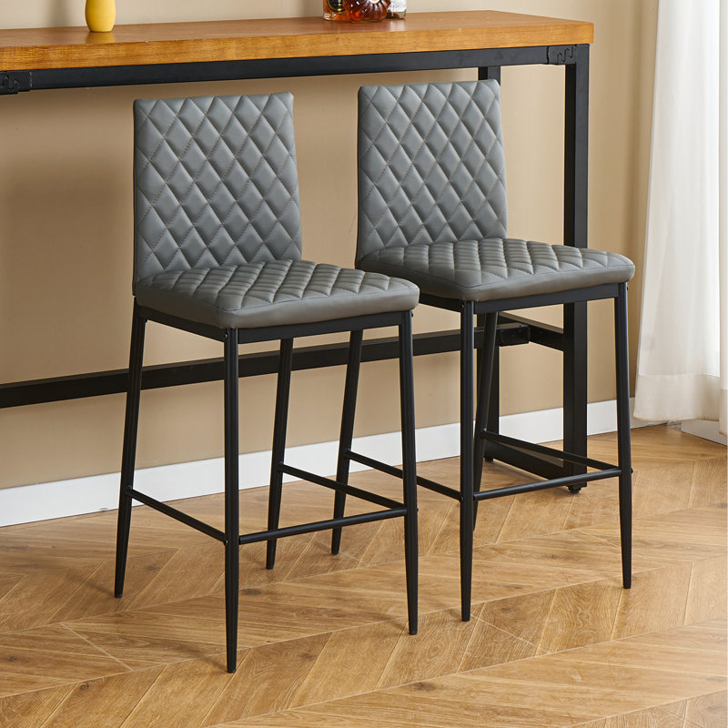 Rolands Upholstered Counter Stool with Metal Frame, Gray