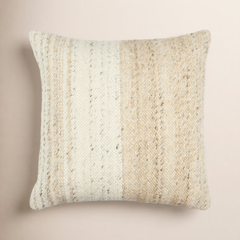 Dia Striped Wool Blend Throw Pillow, 22" x 22", Polyester/Polyfill