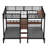 Queen over Twin over Twin Metal Bunk Bed ,triple metal bunk bed with Storage shelves and storage stairs,black-224151413