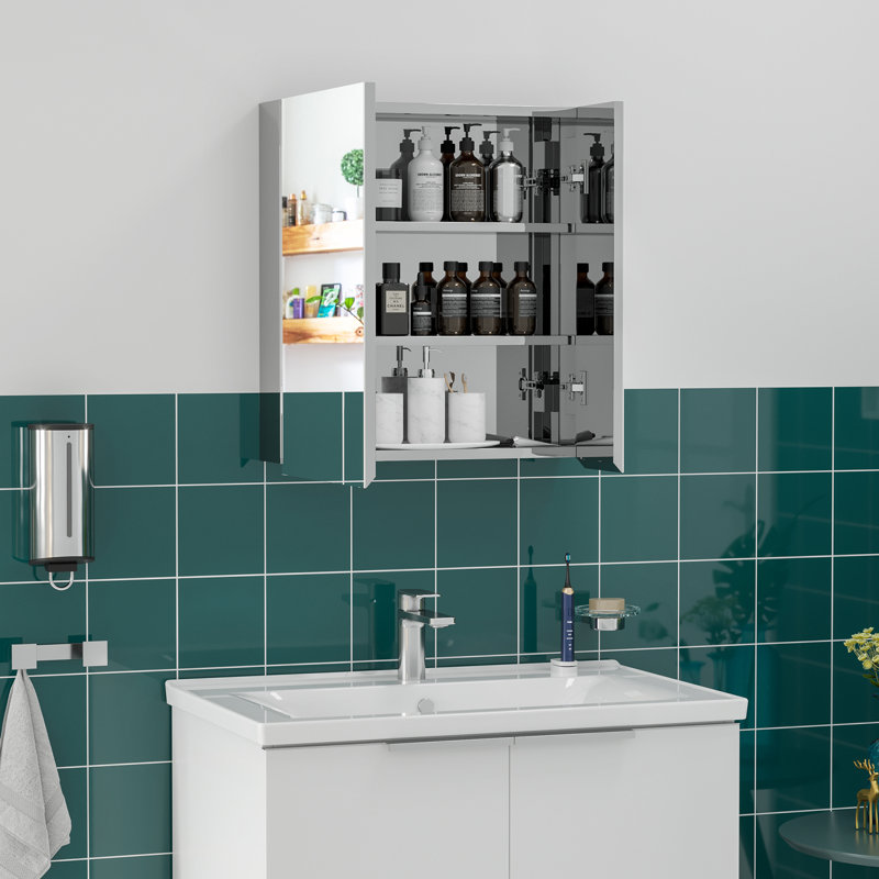 Woolsey Surface Mount Frameless 1 Door Medicine Cabinet, 23.5"  H x 21.25" W x 5" D