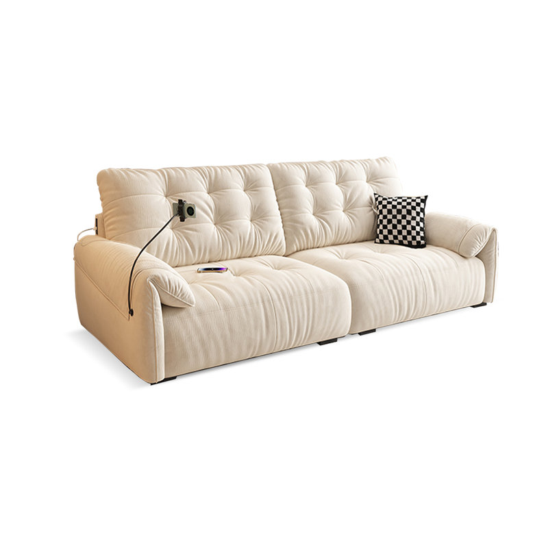 Canapé modulaire en chenille blanc crème