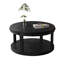 Table basse ronde en bois massif de 31,5 pouces pour le salon, bureau en bois rustique à 2 niveaux avec tablette de rangement, mobilier de maison moderne (noir)-1380238041