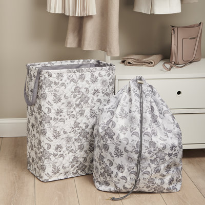 Martha Stewart Essential Home Decorative Collapsible Lightweight Space Saving Hamper with Removable Laundry Bag