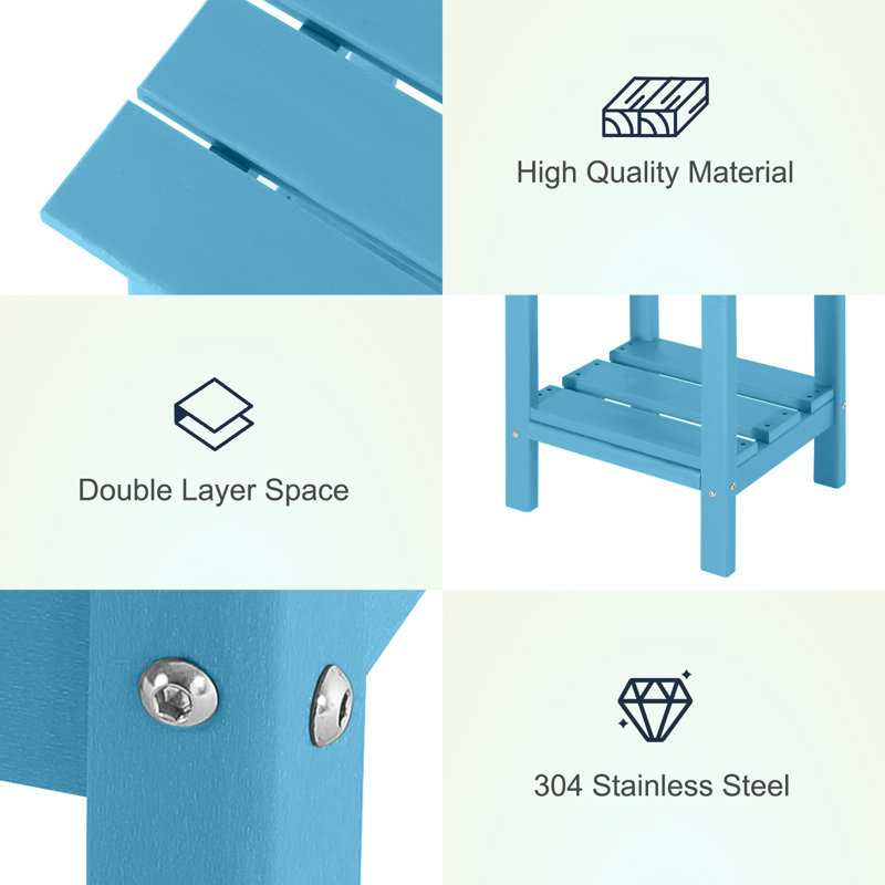 Adirondack Side Table Outdoor Weather Resistant Side Table, Teal