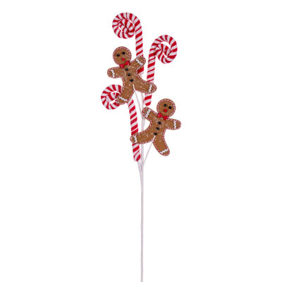 The Holiday Aisle® 27" Gingerbread and Peppermint Swirl Spray, 3 per bag.