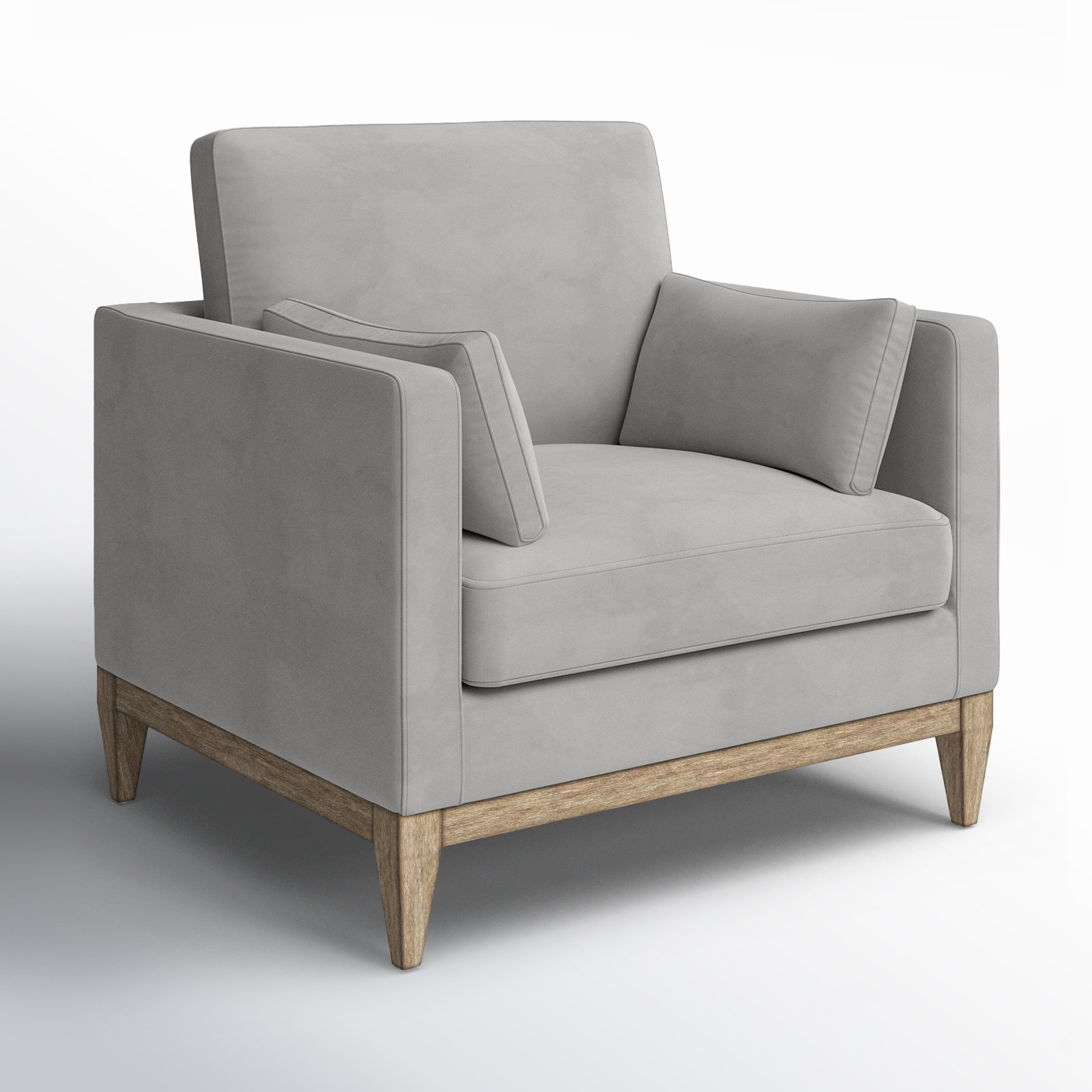 Pera Pine Armchair, Opal Gray Velvet