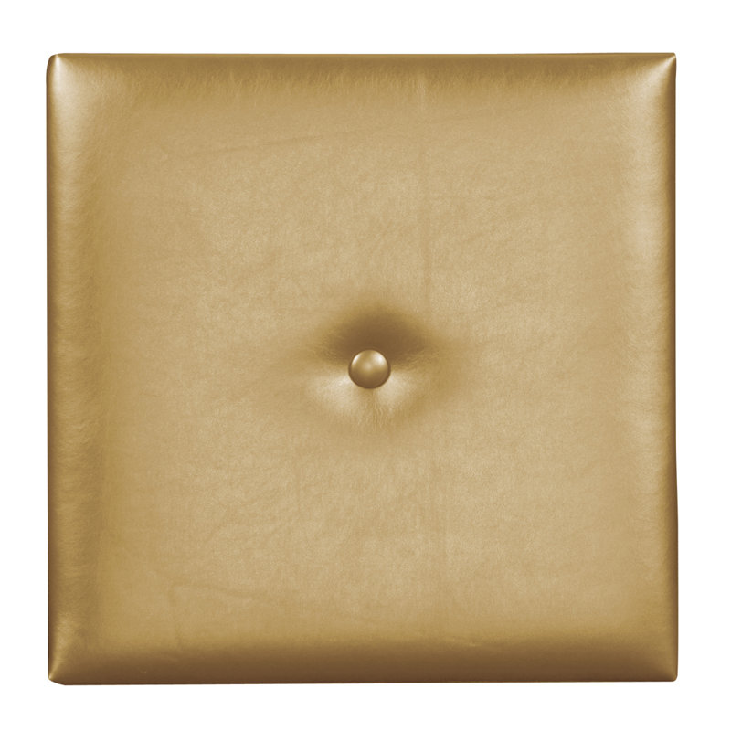 Handmade Modern Abstract Wall Decor on Faux Leather, 16" H x 16" W x 1" D, Gold