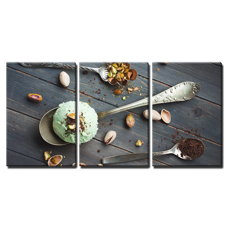 Scoop of Homemade Pistachio Ice Cream Modern Wall Decor, 24" H x 48" W