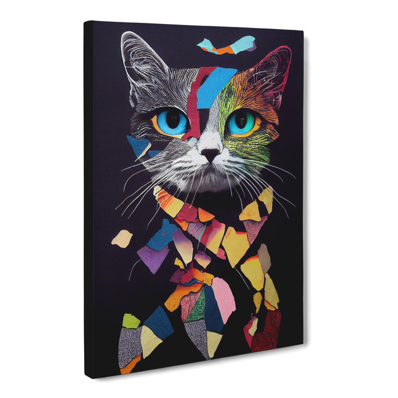 Cat Mixed Media - Wrapped Canvas, 60cm H x 40cm W x 3cm D