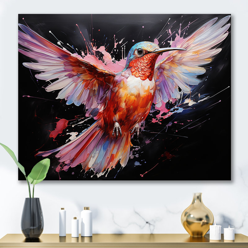 Colibri coloré, battement d'aile, merveille 2 - Art mural colibri, Toile tendue, H 12 po x l 20 po x P 1 po