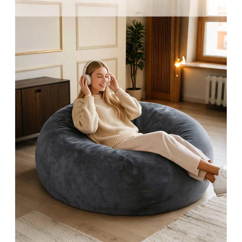 4FT Bean Bag Chair for Adults,Giant Bean Bag Sofa Couch with Soft Velvet Cover for Living Room,Compression Packing