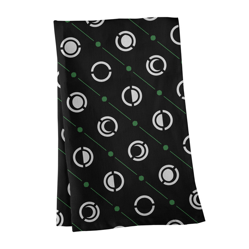Torchon Moon phases, Noir / Blanc / Vert, Polyester sergé