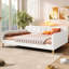 Grand lit de jour beige, revêtu de lin, 4 pieds de soutien, structure solide, polyvalent pour la décoration intérieure, lit de jour beige de construction, design moderne, assise et sommeil confortables, facile à poser