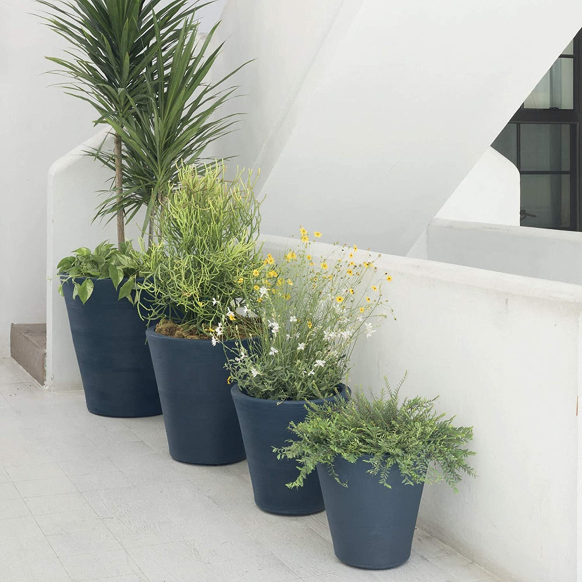 Madison Indoor/Outdoor Modern Round Planter, Midnight Blue, 16" H x 16" W x 16" D