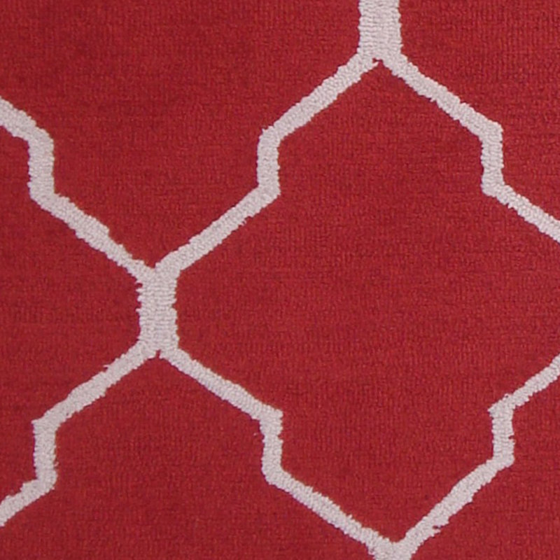 Tapis rouge / gris en laine touffeté à la main