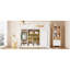 Lit mezzanine simple en bois avec garde-robe, tablettes et armoire, blanc et jaune-1218042824-1218042826