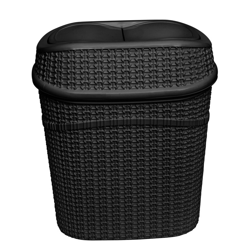 Matte Black Plastic Sailor Knot Swing Top Trash Bin