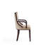 Fauteuil de salle à manger Grand en simili cuir et velours brun clair avec structure en bois de hêtre-1449545743