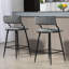 Tabouret de bar 26 po à hauteur de comptoir avec couvercle en polyuréthane et base avec revêtement thermolaqué noir (gris)