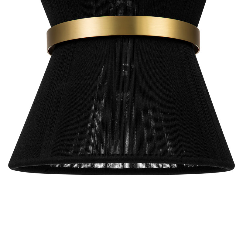 Luminaire suspendu simple en métal 2 lumières avec abat-jour en coton Claretta, Noir