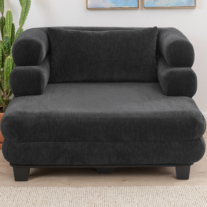 Très grand canapé-lit de 52 po, siège moderne de 41 po de profondeur avec accoudoirs superposés, revêtement en chenille comprimé pour faciliter l'expédition, aucun assemblage requis