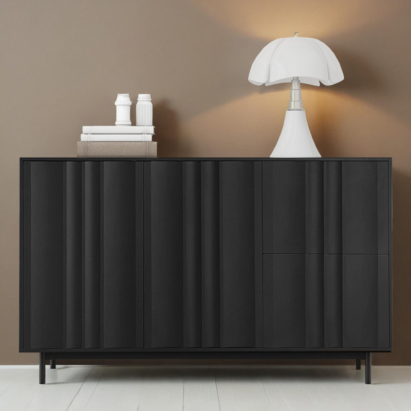 47" Kitchen Storage Sideboard Buffet Cabinet Console Table, Black
