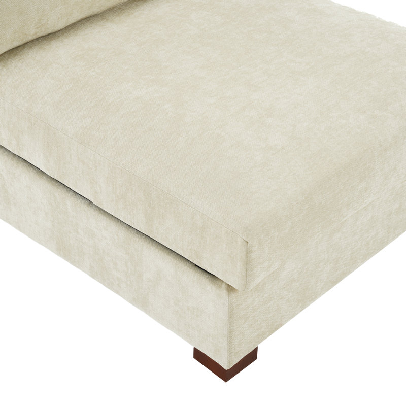 Fauteuil d'appoint rembourré en velours côtelé Milbrey avec dossier coussiné et pieds en bois massif, Chenille, Beige