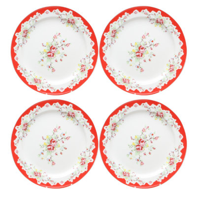 Grace Teaware Vintage Red 8" Porcelain China Salad/Dessert Plate