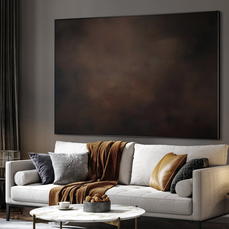 Très grande reproduction d'art sur toile - Nuage abstrait abstrait Moody Atmospherique, espaces contemporains ou industriels, décoration pour le salon ou la chambre à coucher - «Assemblage requis du cadre (cadre non fini)»