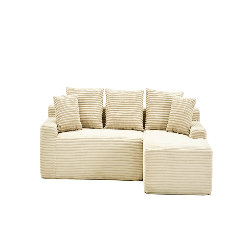 Canapé modulaire pour canapé modulaire avec méridienne 95 po, Green Corduroy, Right Hand Facing
