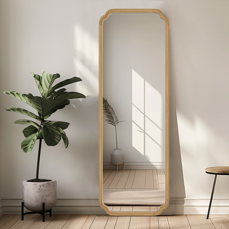 Mervine Full Length Wood Mirror, Natural Wood, 65" x 22"