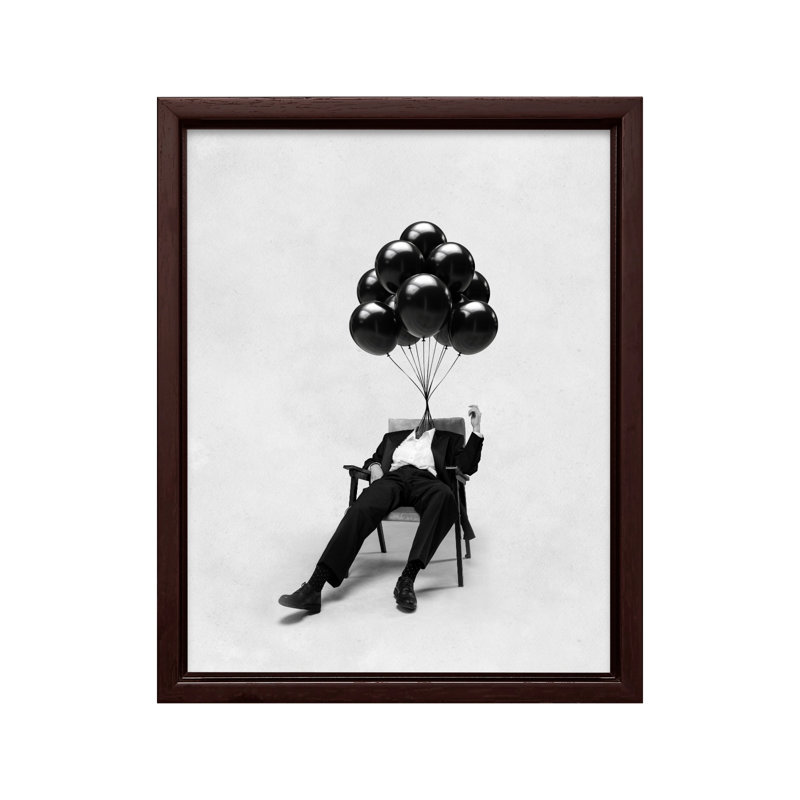 Ballon Gentleman, Canvas, 24"H x 32"W, Brown Framed