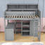 Lit mezzanine simple avec bureau, garde-robe et tablette de rangement-109542242
