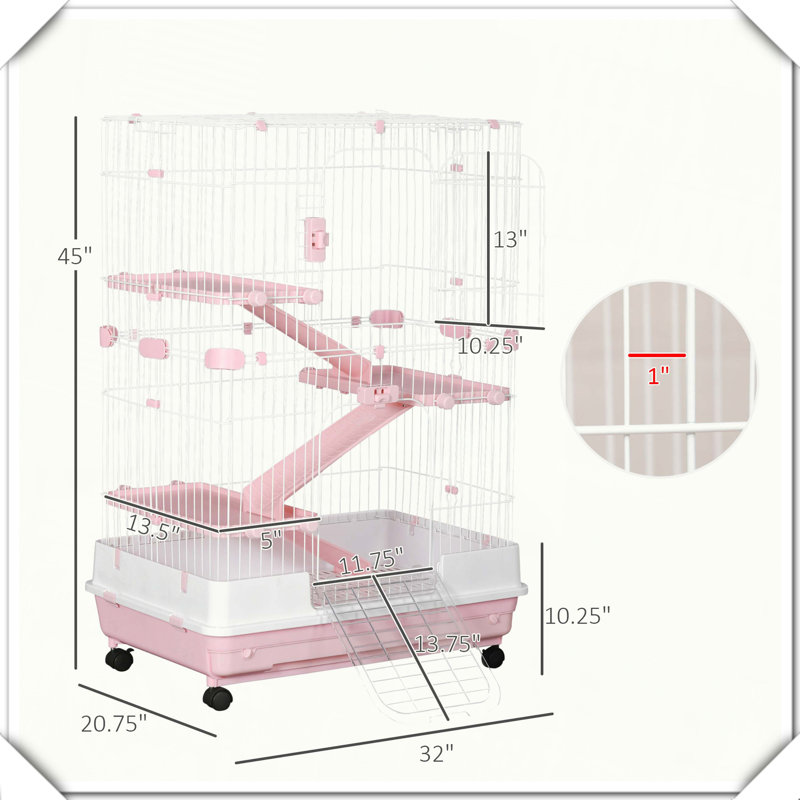Cage en bois pour petit animal avec roulettes