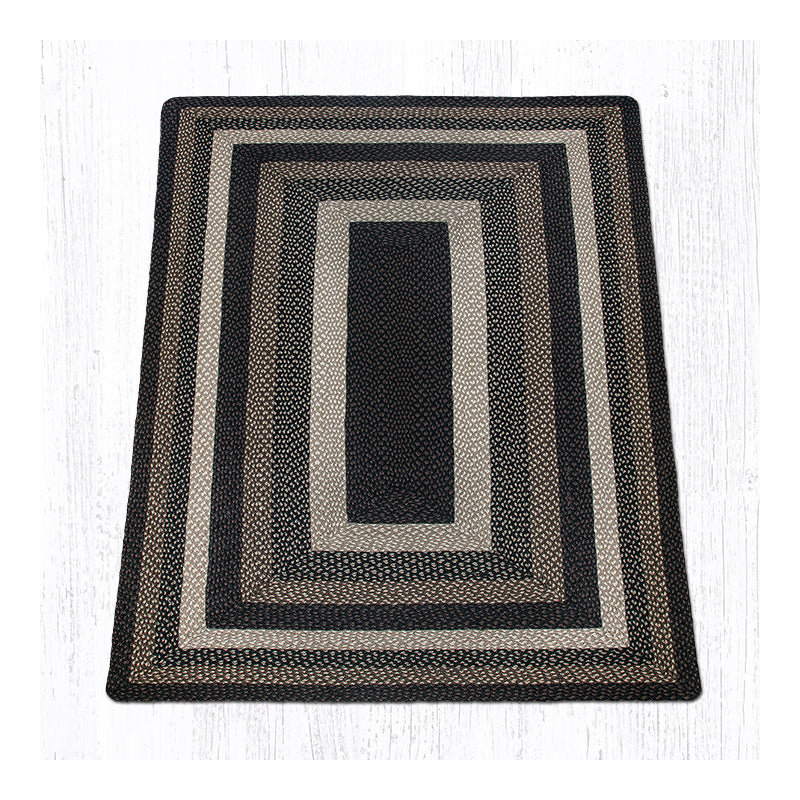  Mocha/Frappuccino Oblong Braided Rug Handwoven Jute, Rectangle 5' x 8'