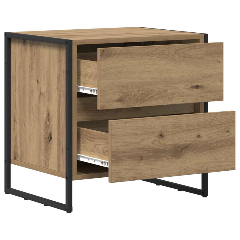 50cm W Manufactured Wood Bedside Table, Artisian Oak