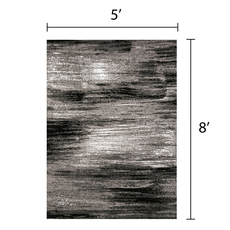 Tapis gris / noir Lazar, Rectangle de 5 pi x 8 pi