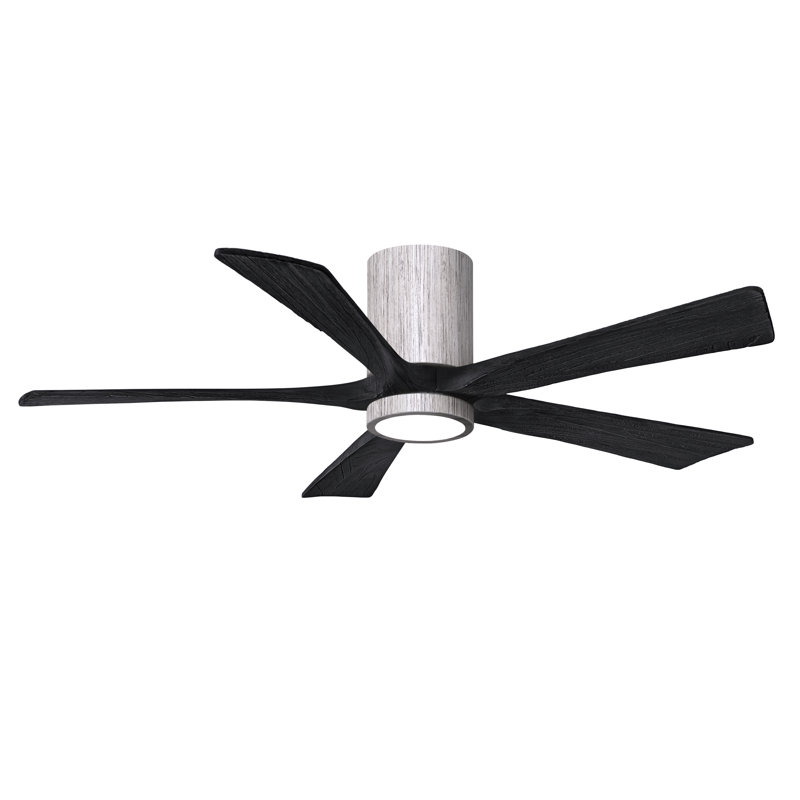 Ventilateur de plafond à 5 pales DEL avec ensemble d'éclairage inclus Irene, Ton bois de grange, 52", Noir mat