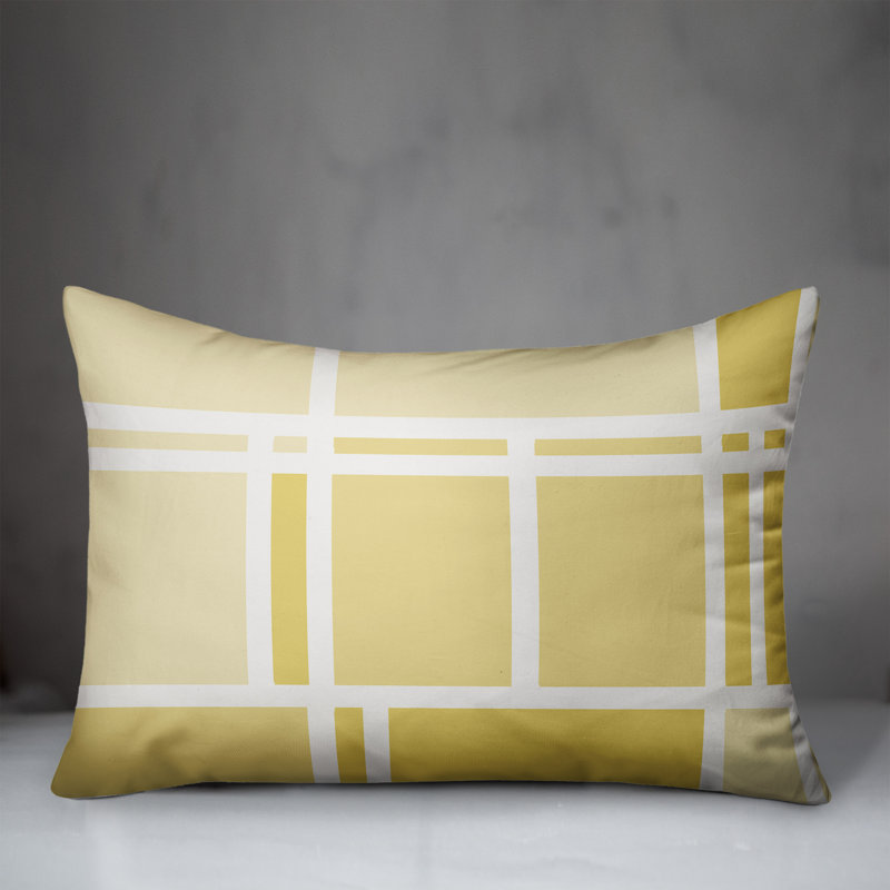  Coussin intérieur / extérieur géométrique, Jaune