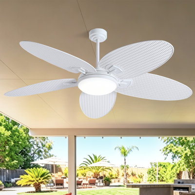62" Tropical Palm Leaf Dimmable Ceiling Fans 5-blade With Lights And Remote
