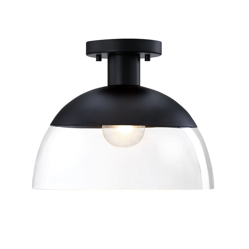 Plafonnier semi-encastré en verre Wiljo, Noir mat
