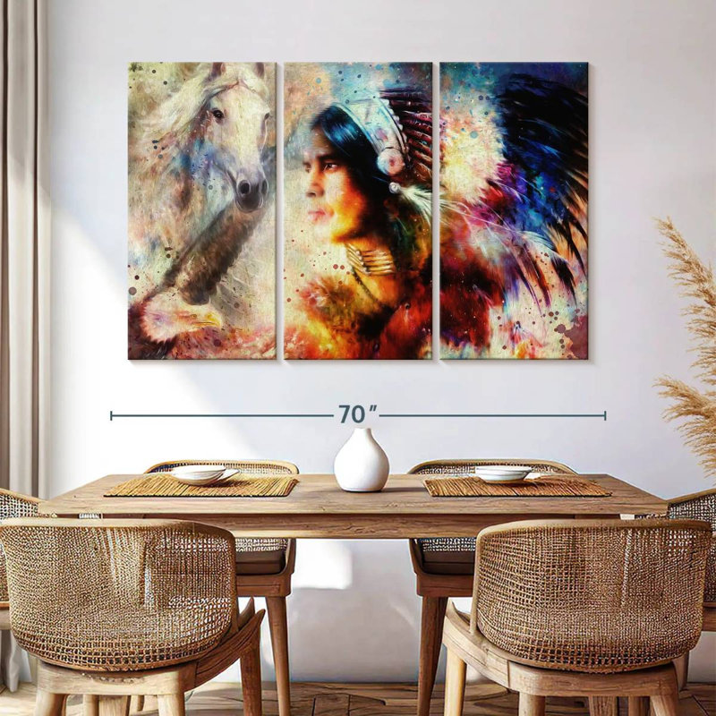 Lelar American Indian Warrior, 42" H x 65" W