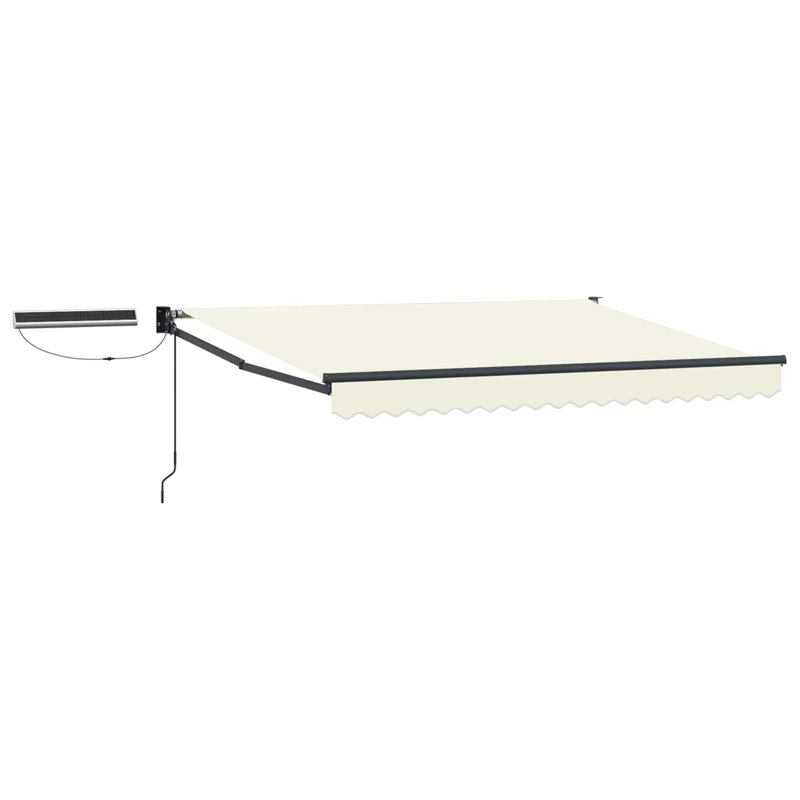 VidaXL Polyester Cover Retractable Patio Awning, 165cm H x 300cm W x 200cm D, Cream/Black
