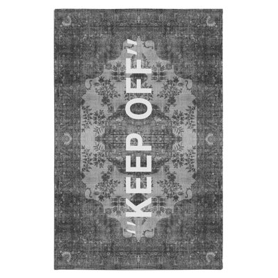 Tapis noir lavable à la machine Keep Off Text